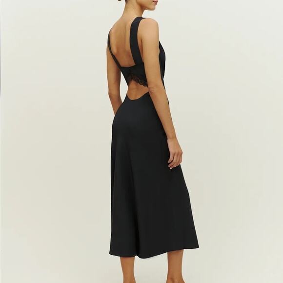 Reformation Provence Silk Lace Cut Out Open Back Midi Maxi Dress Black - Picture 4 of 16